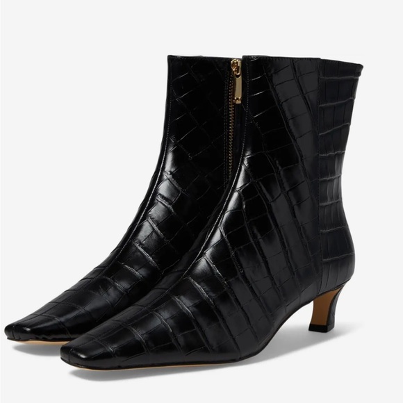 Michael Kors Black Croc-Embossed Ankle Booties SZ 6 NEW - Picture 1 of 4